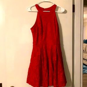 Red lace racerback dress